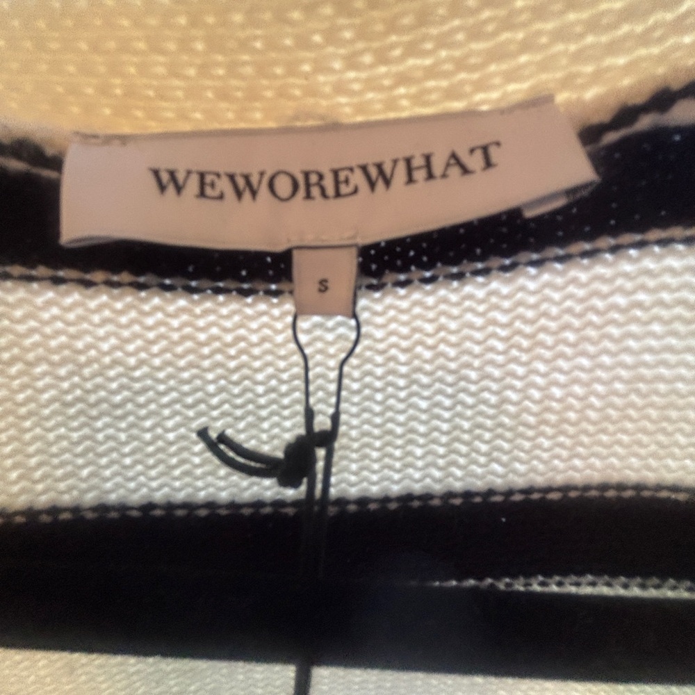 WeWoreWhat Striped Open-Front Cardigan Sweater - Black & Ivory - Picture 3 of 6